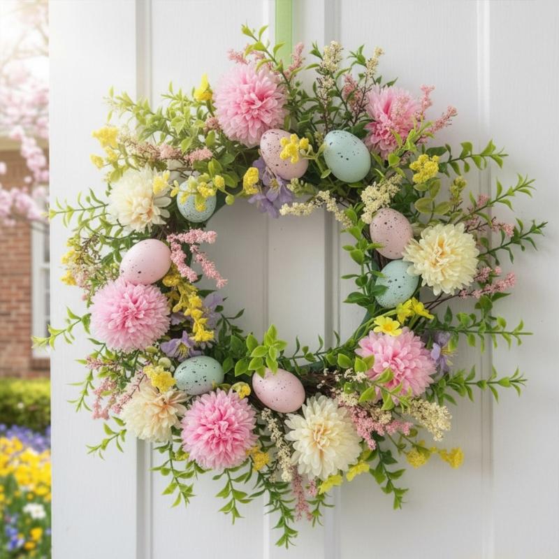 QX2E Easter Door Wreath With A - Home Decor Garland のレビューと価格