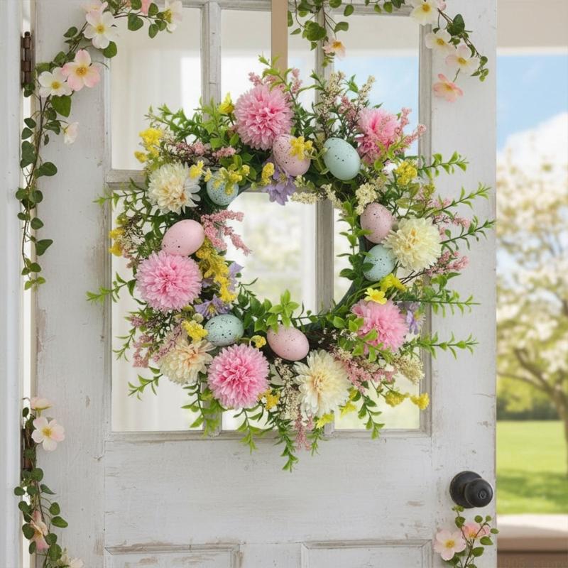 QX2E Easter Door Wreath With A - Home Decor Garland のレビューと価格