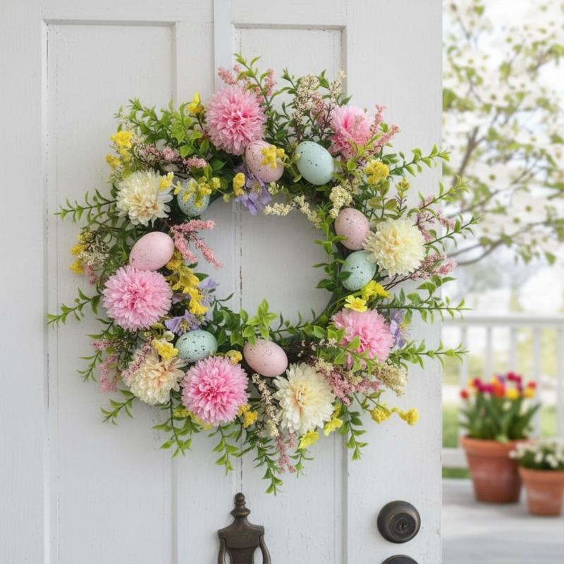 QX2E Easter Door Wreath With A - Home Decor Garland のレビューと価格