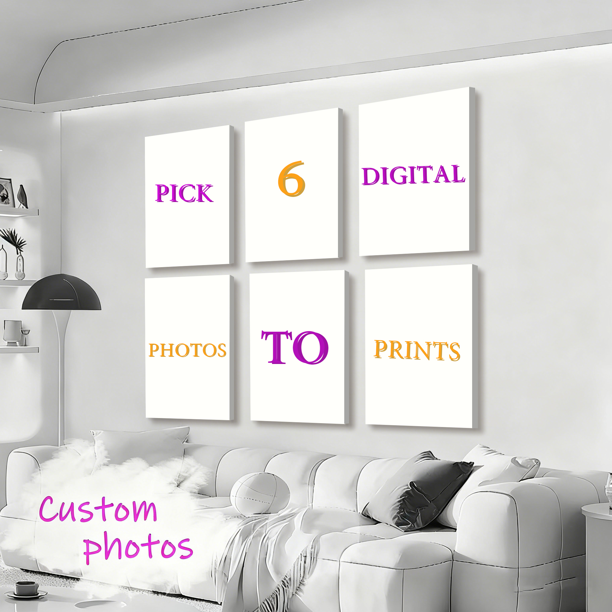 6pcs/set Custom Canvas Prints  - Home Decor Foto のレビューと価格