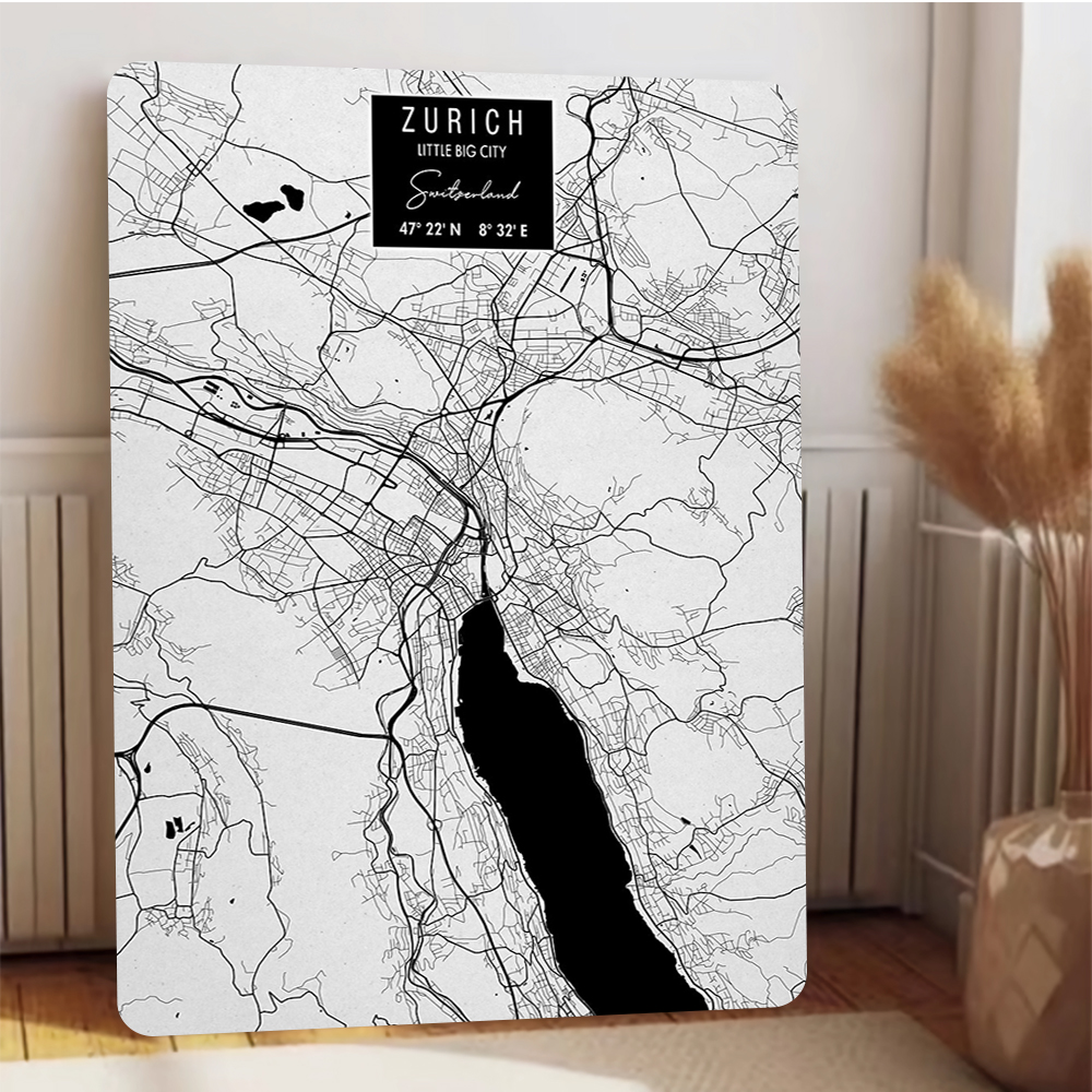 Zurich City Map Metal Wall Art - Home Decor Zurich のレビューと価格